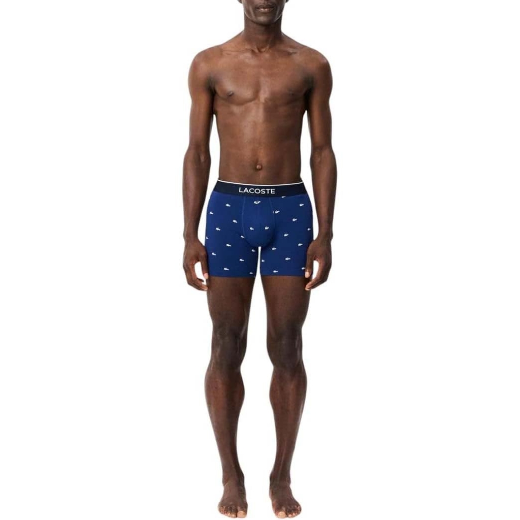Quần Boxer Lacoste Chính hãng - 3-Pack Cotton Boxer Briefs - Màu Xám/Navy/Đỏ | JapanSport 6H1294-51-W3T