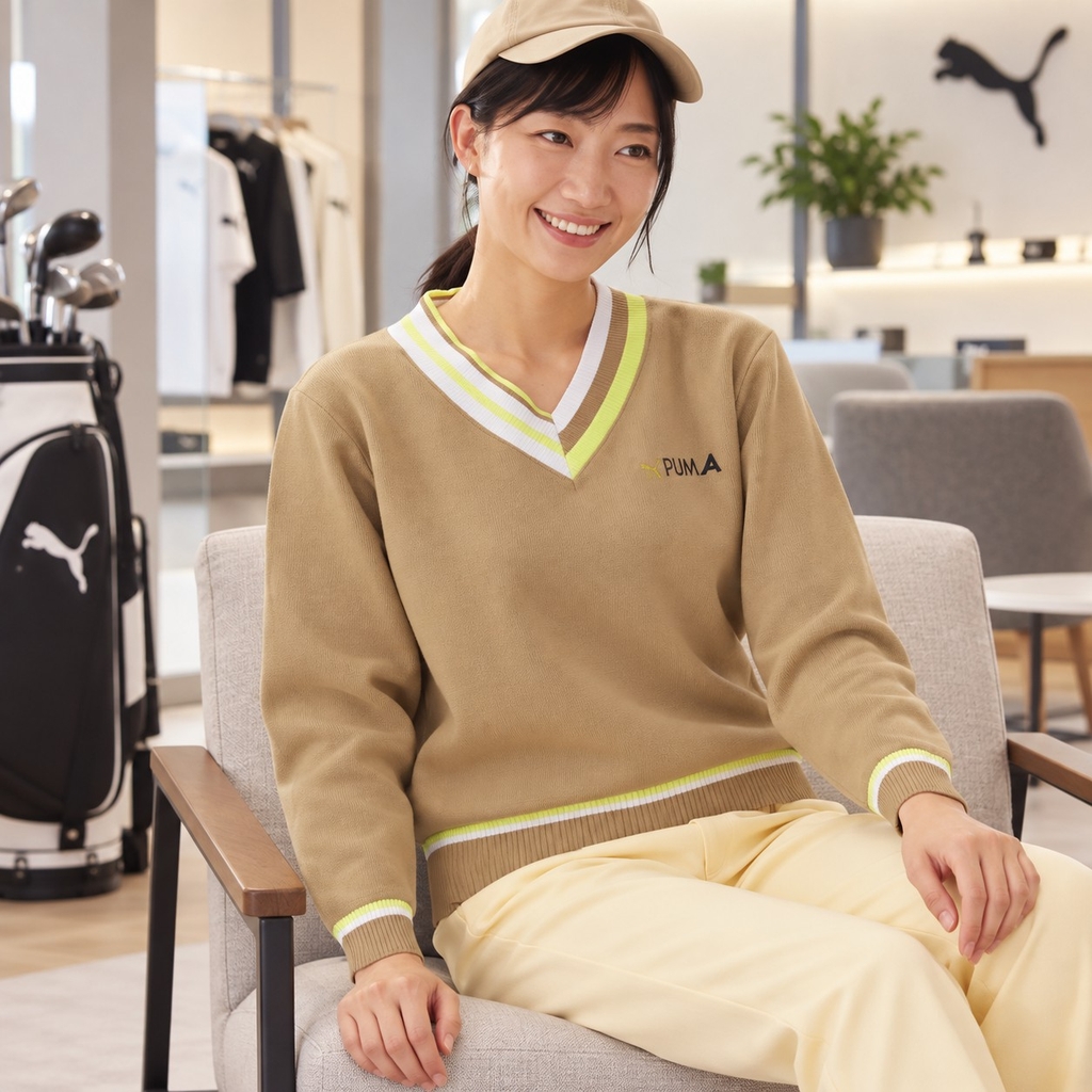 Áo Dài Tay Puma Nữ Chính Hãng -  W P Tilden Knit Sweater - Màu Nâu | JapanSport 627698-02