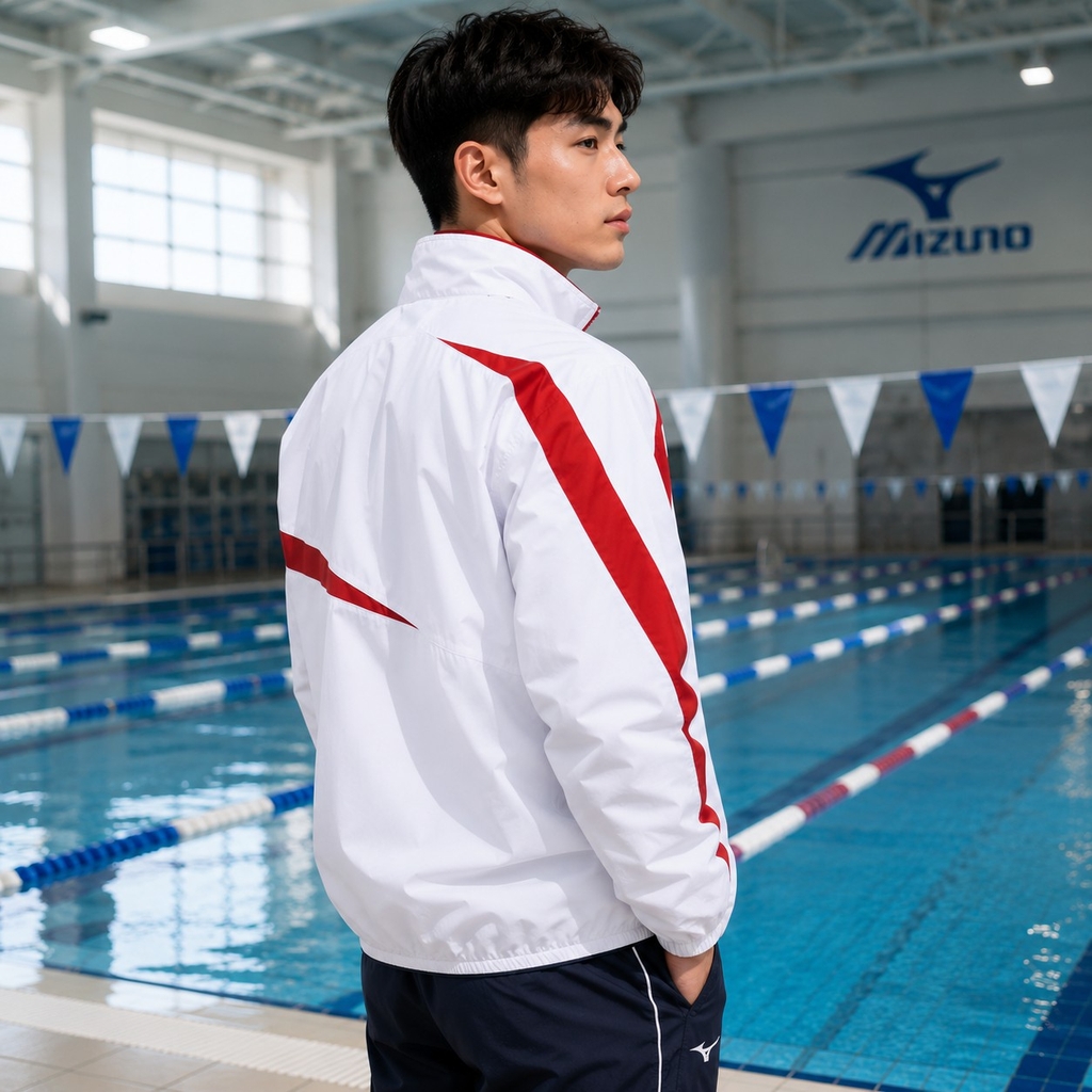 Áo Khoác Mizuno Chính Hãng - Swimwear Unisex Training Cross Shirt - Màu Trắng Đỏ | JapanSport N2JC9001-09