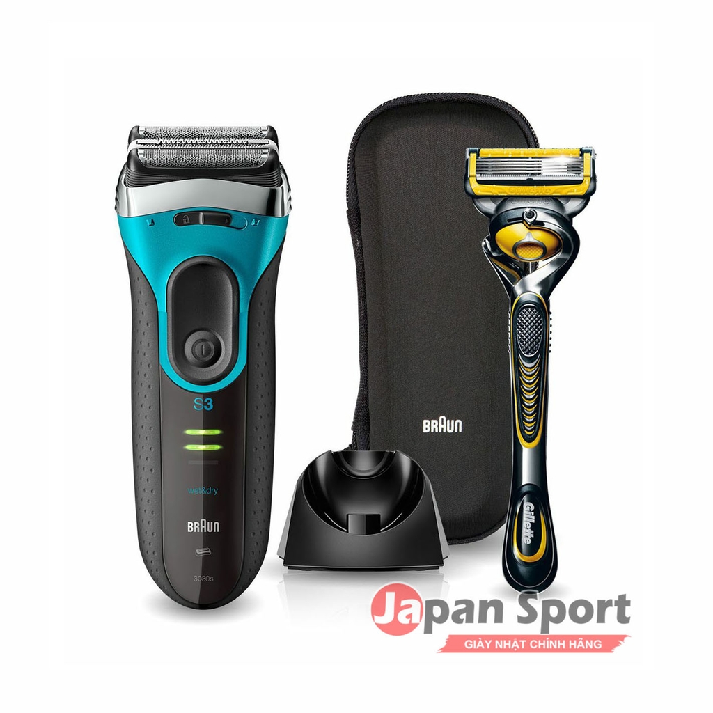 Máy cạo râu Braun Chính hãng - Series 3 - 3080S - Màu Xanh | JapanSport