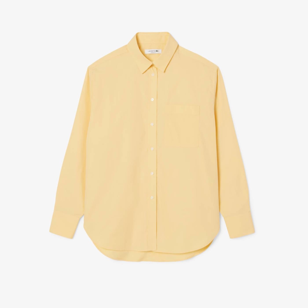 Áo Sơ mi Nữ Lacoste Chính hãng - Oversized Cotton Button Down - Màu Vàng | JapanSport CF0215-51-361