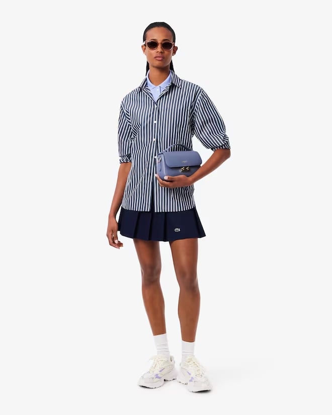 Áo Sơ Mi Lacoste Chính Hãng - Oversized Cotton Poplin Shirt - Màu Navy | JapanSport CF0215-51-6GI