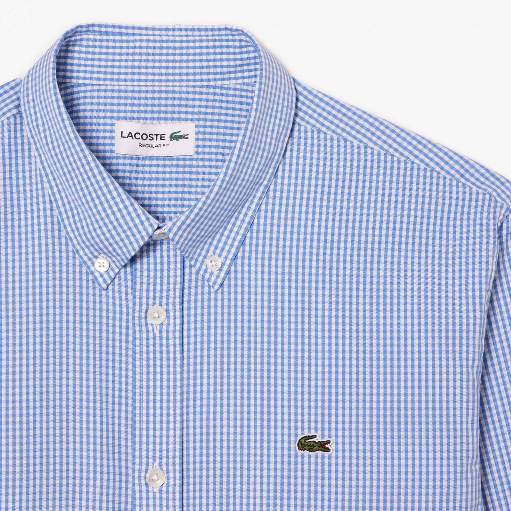 Áo Sơ Mi Lacoste Chính Hãng - Regular Fit Checked Cotton Shirt - Màu Xanh | JapanSport CH2932-51-F6Z