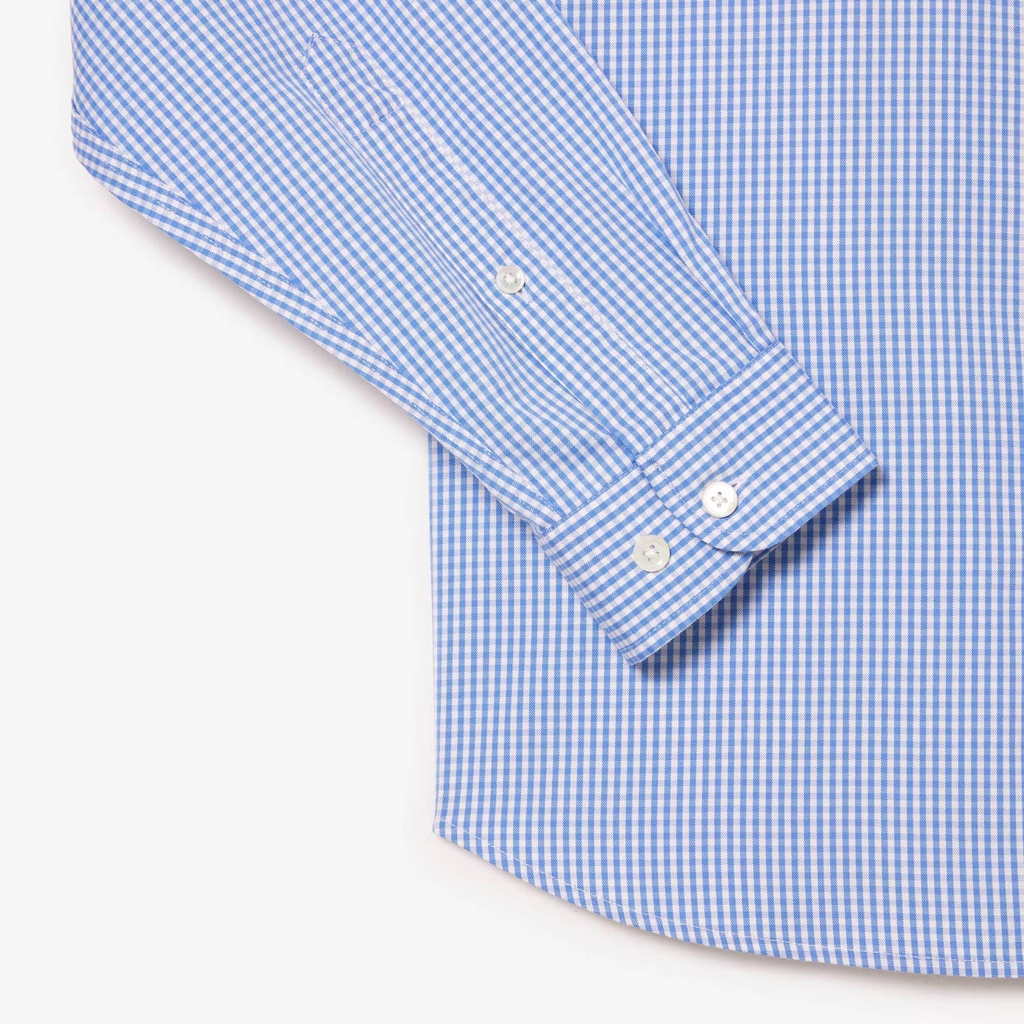 Áo Sơ Mi Lacoste Chính Hãng - Regular Fit Checked Cotton Shirt - Màu Xanh | JapanSport CH2932-51-F6Z