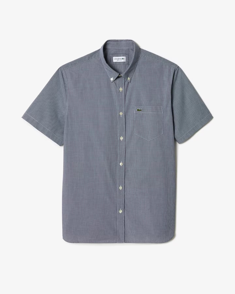 Áo Sơ Mi Lacoste Chính hãng - Gingham Fit Short-Sleeve Shirt - Màu Xanh | JapanSport CH5622-51-522