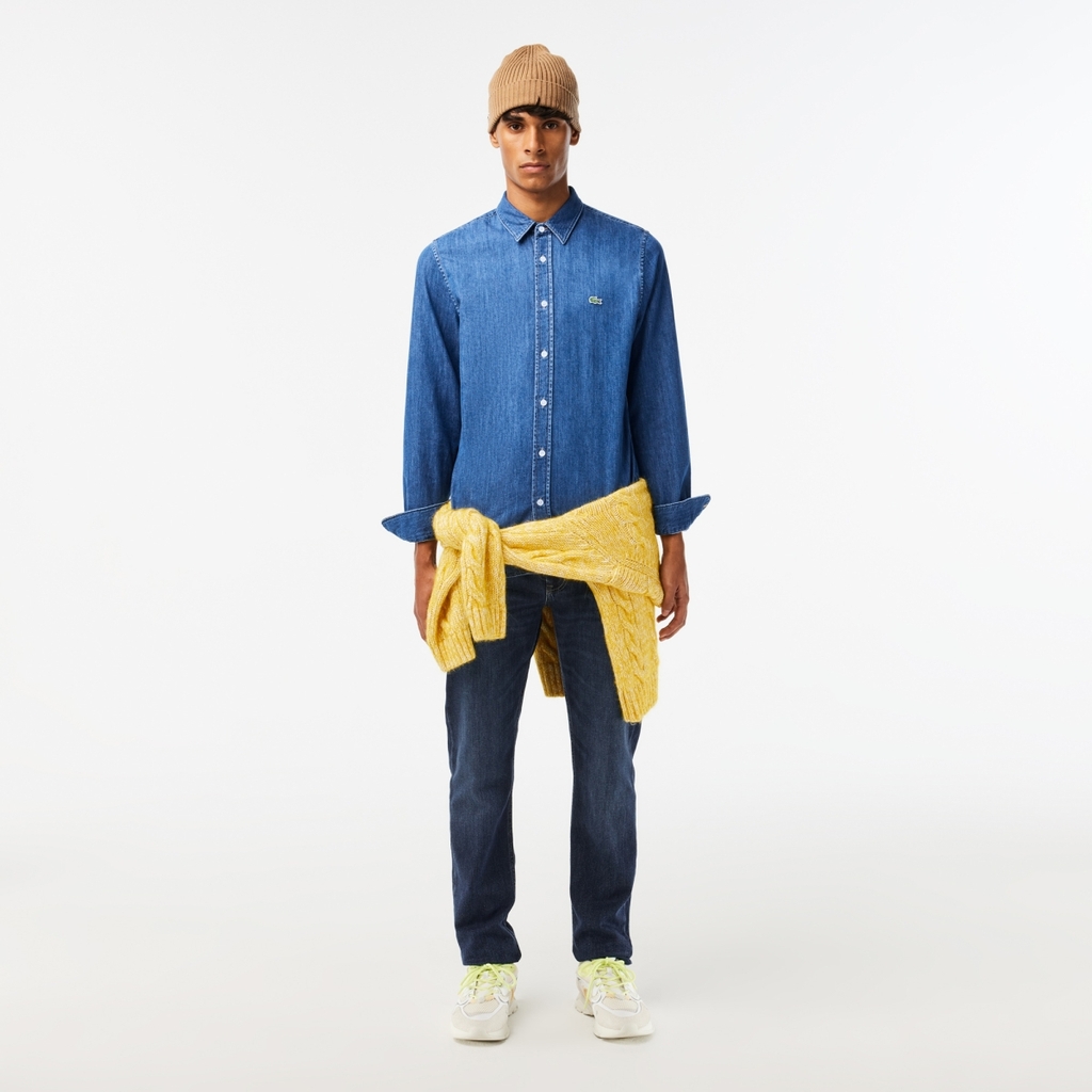 Áo Sơ Mi Lacoste Chính Hãng - Regular Fit Denim Shirt - Màu Navy | JapanSport CH0197-51-QJH