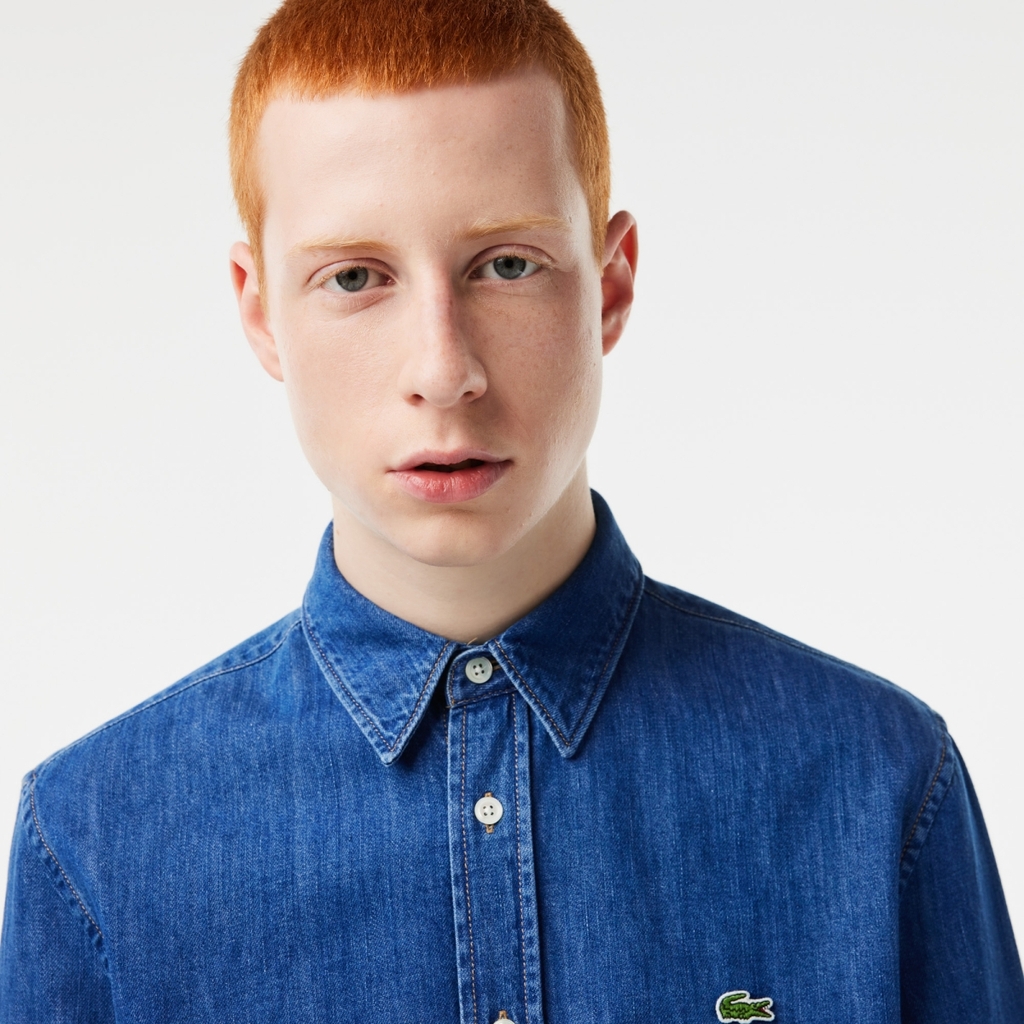 Áo Sơ Mi Lacoste Chính Hãng - Regular Fit Denim Shirt - Màu Navy | JapanSport CH0197-51-QJH