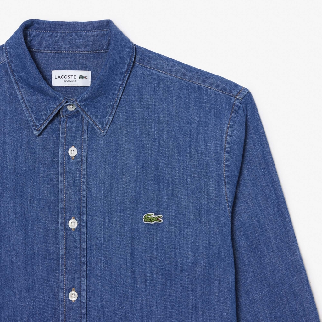 Áo Sơ Mi Lacoste Chính Hãng - Regular Fit Denim Shirt - Màu Navy | JapanSport CH0197-51-QJH