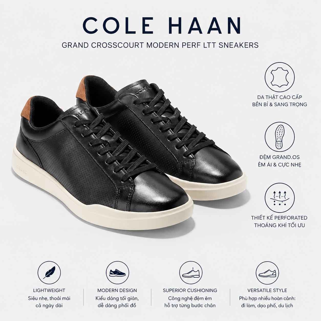 Giày Cole Haan Nam Chính Hãng - GRANDPRO CROSSOVER SNEAKER - Màu Đen | JapanSport C40829-4500482186