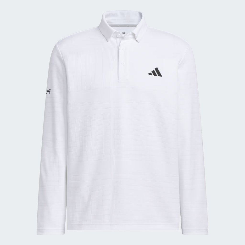 Áo Dài Tay Adidas Nam Chính Hãng - Monogram Long-Sleeve Polo Shirt -Xám Trắng | JapanSport JL7946
