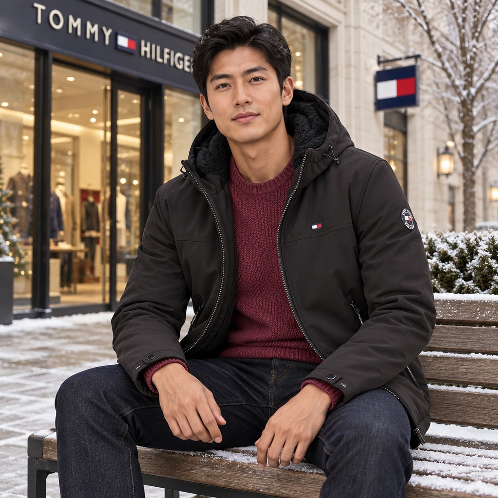 Áo Khoác Tommy Hilfiger Chính hãng - Softshell Hoody with Soft Sherpa Lining - Màu Nâu | JapanSport 156AP477-blk