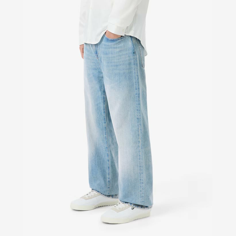 Quần Dài Lacoste Chính hãng - 5 Pocket Straight Cut Indigo Jeans - Màu Xanh Trắng | JapanSport HH2321-51-MKU