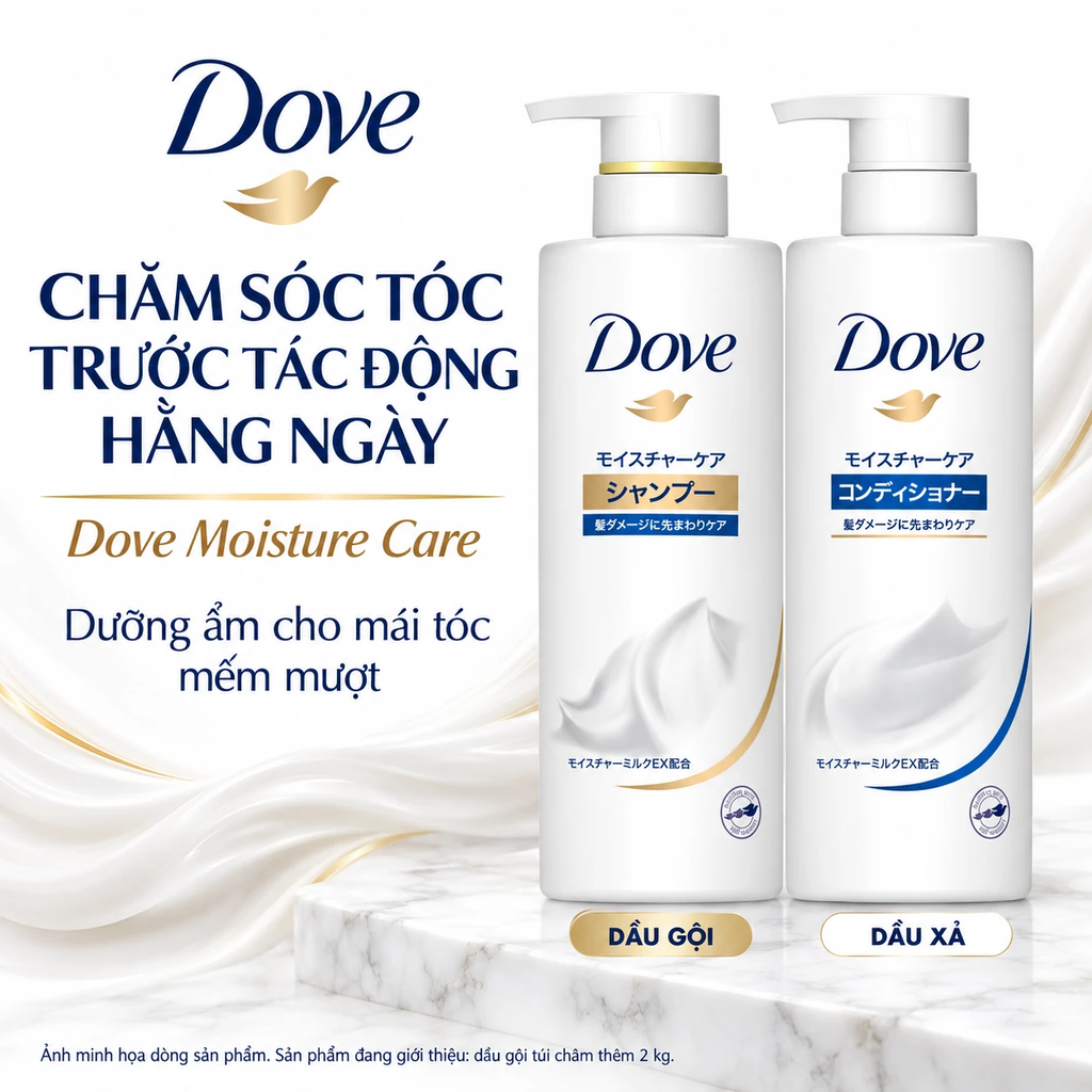 Dầu Gội Dove chính hãng - Moisture Care 2kg Túi Châm Thêm – Dưỡng Ẩm Tóc | JapanSport