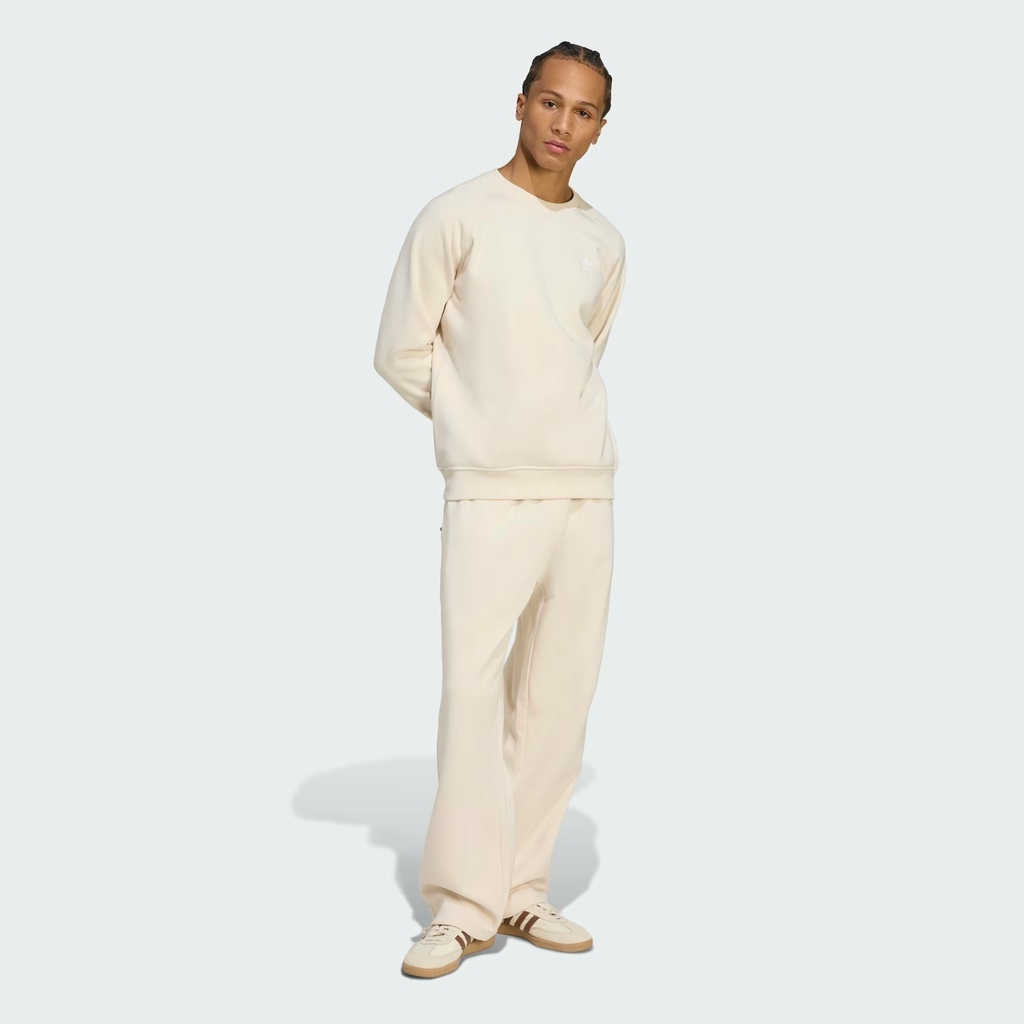 Bộ thể thao Adidas Chính Hãng - Trefoil Essentials Crew - Màu Be | JapanSport JW3526+KA0649