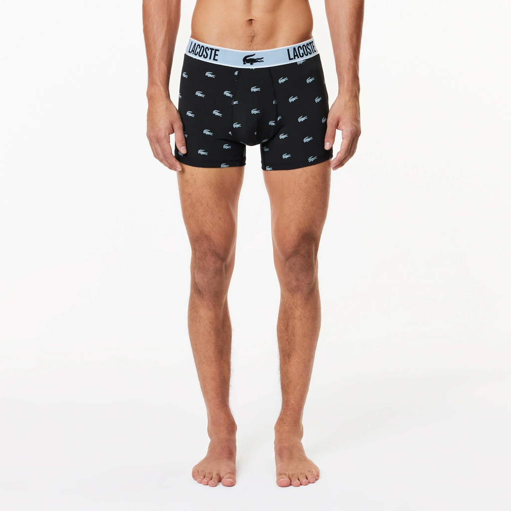 Quần Boxer Lacoste Chính hãng - 3-Pack Crocodile Print - Màu Đen/Xám/Trắng | JapanSport 5H5152-51-SHQ