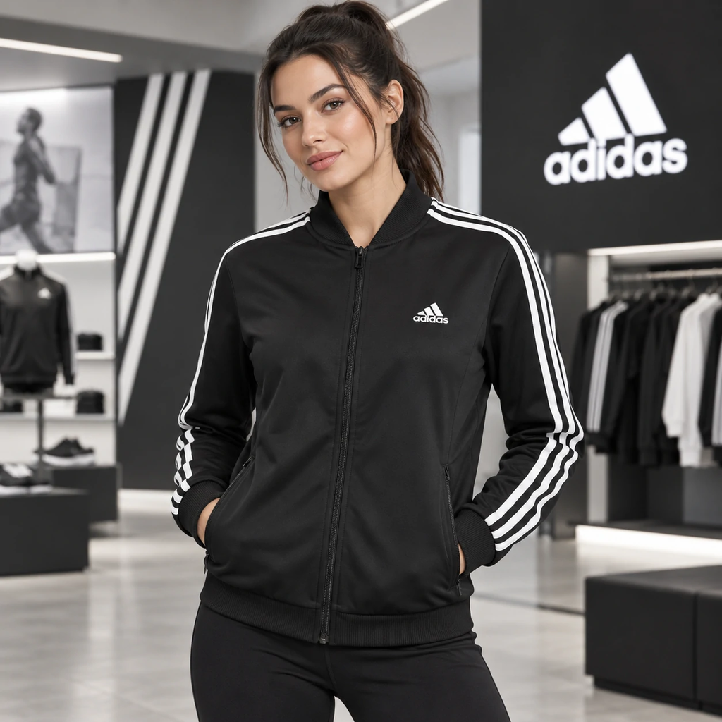 Áo khoác  Adidas Nữ Chính Hãng - Essentials 3-Stripes Track Suit - Đen | JapanSport GM5534