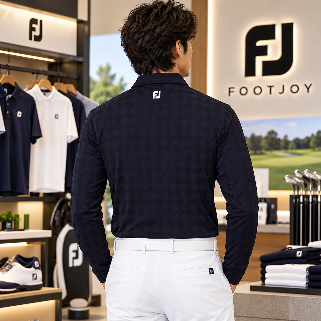 Áo dài tay FOOTJOY Chính Hãng - FootJoy Men’s Floral Print Long-Sleeve Golf Shirt - Màu Navy | JapanSport 38540 FJ-F25-S07