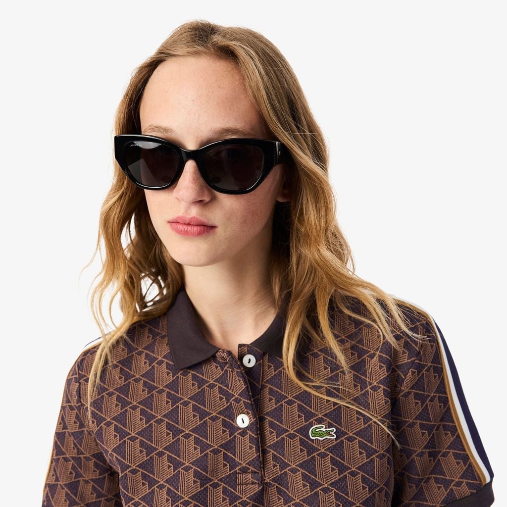 Áo Polo Lacoste nữ Chính hãng - Ôm Dáng - Họa Tiết Monogram Chất Vải Jacquard - Màu nâu | JapanSport DF3364-51-9I4