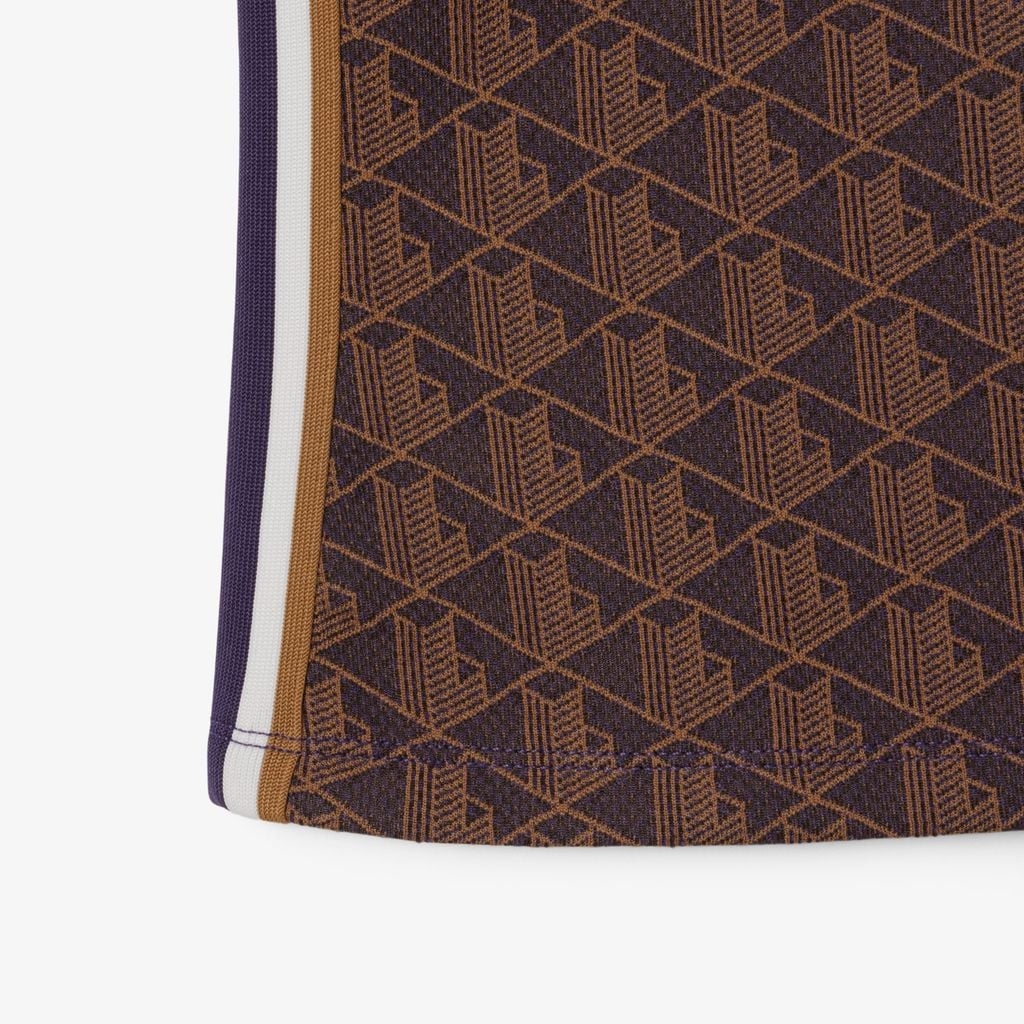 Áo Polo Lacoste nữ Chính hãng - Ôm Dáng - Họa Tiết Monogram Chất Vải Jacquard - Màu nâu | JapanSport DF3364-51-9I4