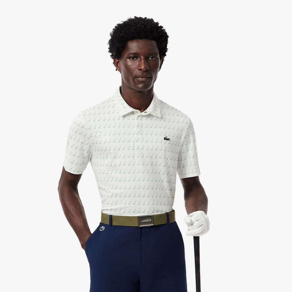Áo Polo Golf Lacoste Nam Chính hãng - Regular Fit UV Protect Golf - Màu White / Green  | JapanSport DH5175-51-8IG