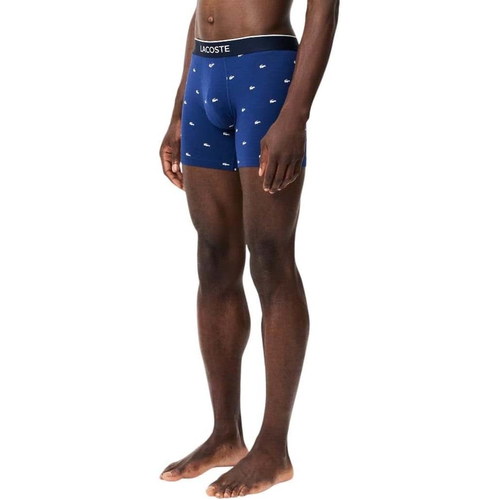 Quần Boxer Lacoste Chính hãng - 3-Pack Cotton Boxer Briefs - Màu Xám/Navy/Đỏ | JapanSport 6H1294-51-W3T