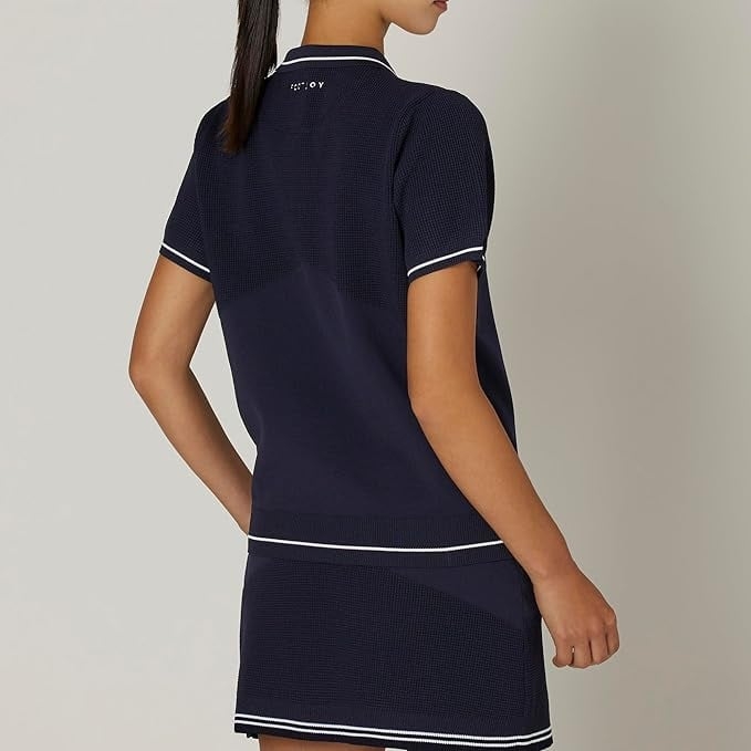 Áo Polo Nữ Foot joy Chính Hãng - Contrasting Knit Fabric - Màu Đen | JapanSport 32297 FJW-F24-M02