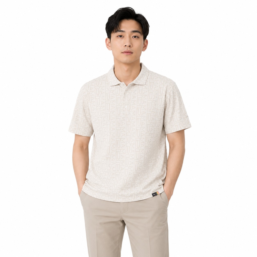 Áo Polo Puma Chính Hãng - Golf FOG Jacquard AOP Polo Shirt - Màu Be | JapanSport 633301-03