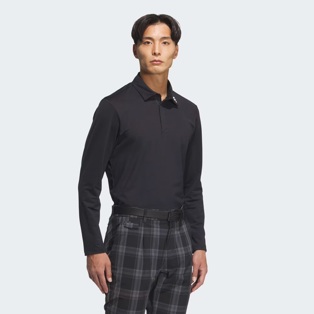 Áo Dài Tay Adidas Nam Chính Hãng - Jacquard Polo Long Sleeve - Màu Đen | JapanSport JN1238