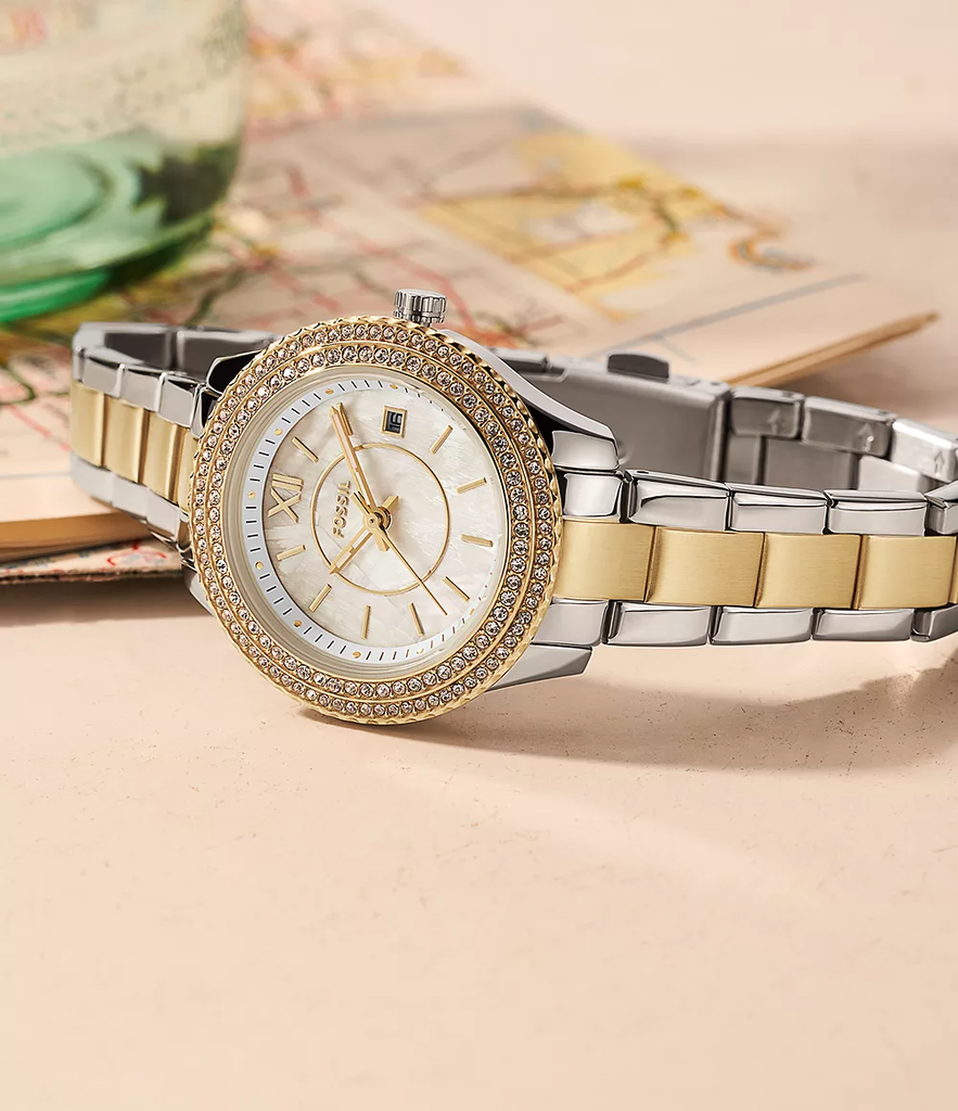 Đồng hồ Nữ Fossil Chính hãng - Stella 30mm Two-Tone Sang Trọng – Máy Quartz | JapanSport  ES5138
