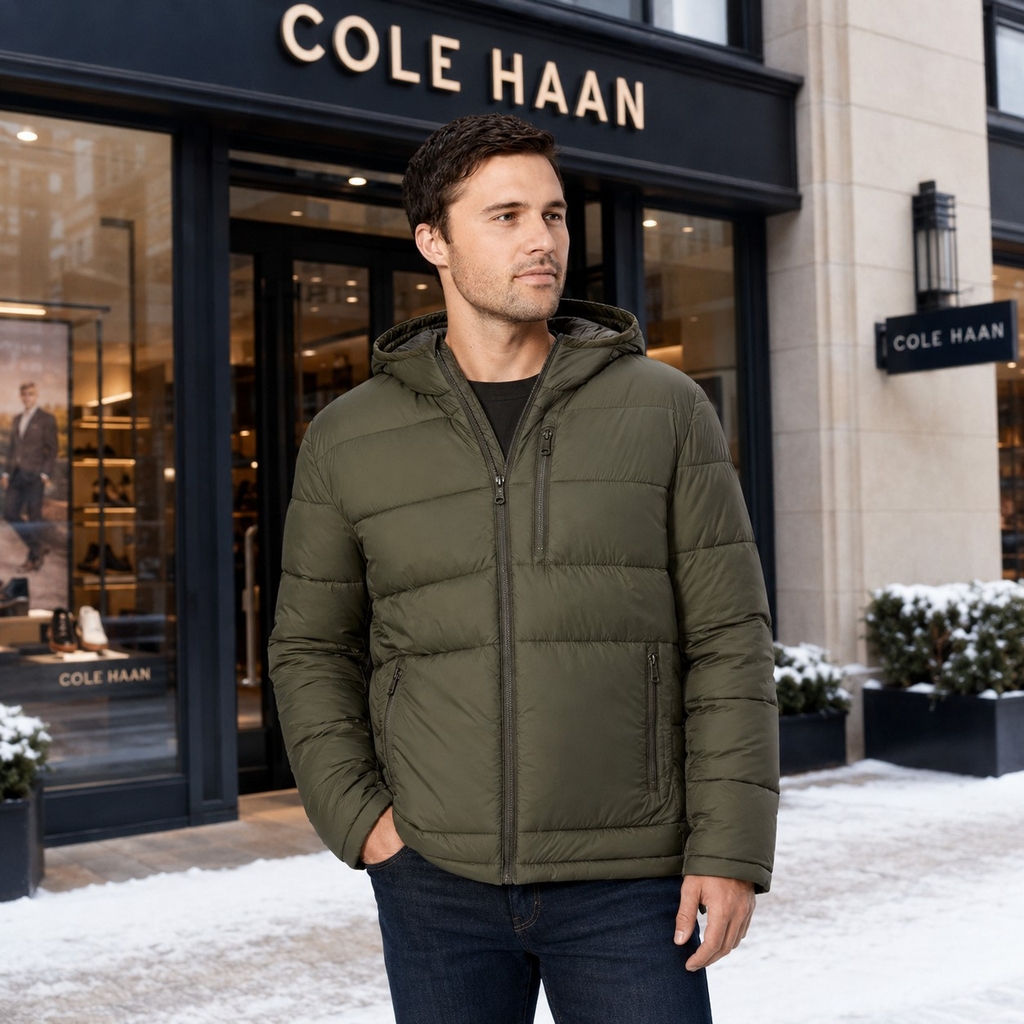 Áo Khoác Cole Haan Nam Chính Hãng - Soft Shell Puffer Jacket Men - Màu Xanh | JapanSport 532SP839-AGN