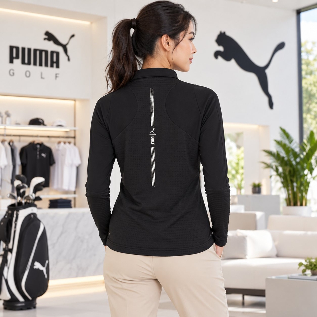 Áo Polo Dài Tay Nữ Puma Chính hãng -  Shadow Cat W ZIKU - Màu Đen  | JapanSport 638069-01