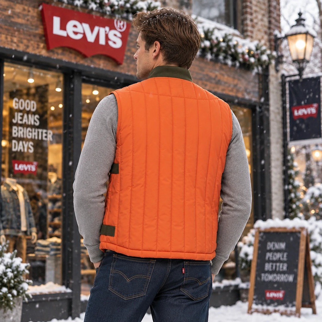 Áo Khoác Levi's Nam Chính Hãng - Quilted Utility Vest with Contrast Detailing - Màu Cam | JapanSport LM2RN393-ora