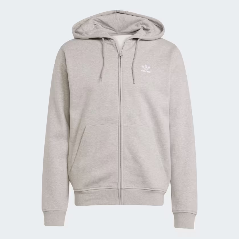 Áo Khoác Adidas Nam Chính Hãng - Trefoil Essentials Full-Zip Hoodie- Grey  | JapanSport JY6167