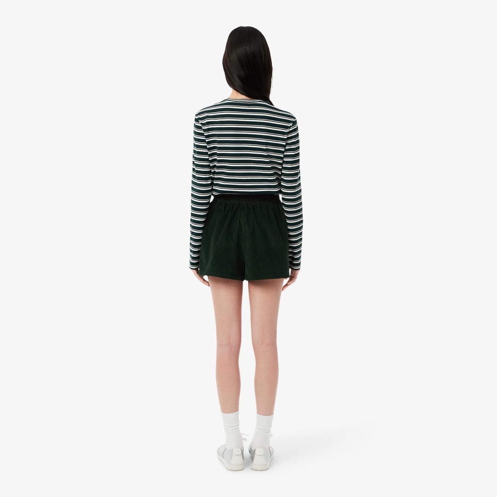 Quần Short Lacoste Nữ Chính Hãng - Women's Relaxed Fit Corduroy Shorts - Màu Green | JapanSport FF5683-51-YZP