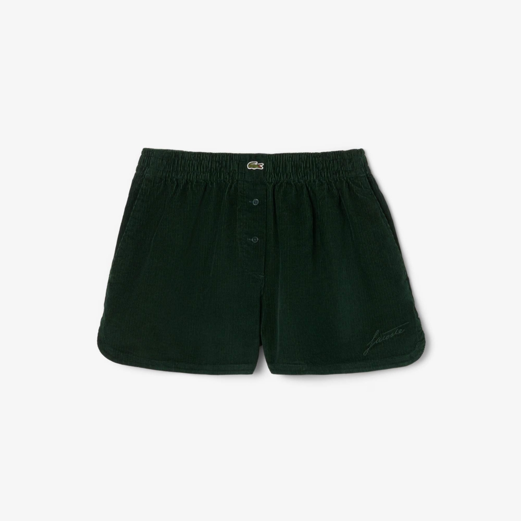 Quần Short Lacoste Nữ Chính Hãng - Women's Relaxed Fit Corduroy Shorts - Màu Green | JapanSport FF5683-51-YZP