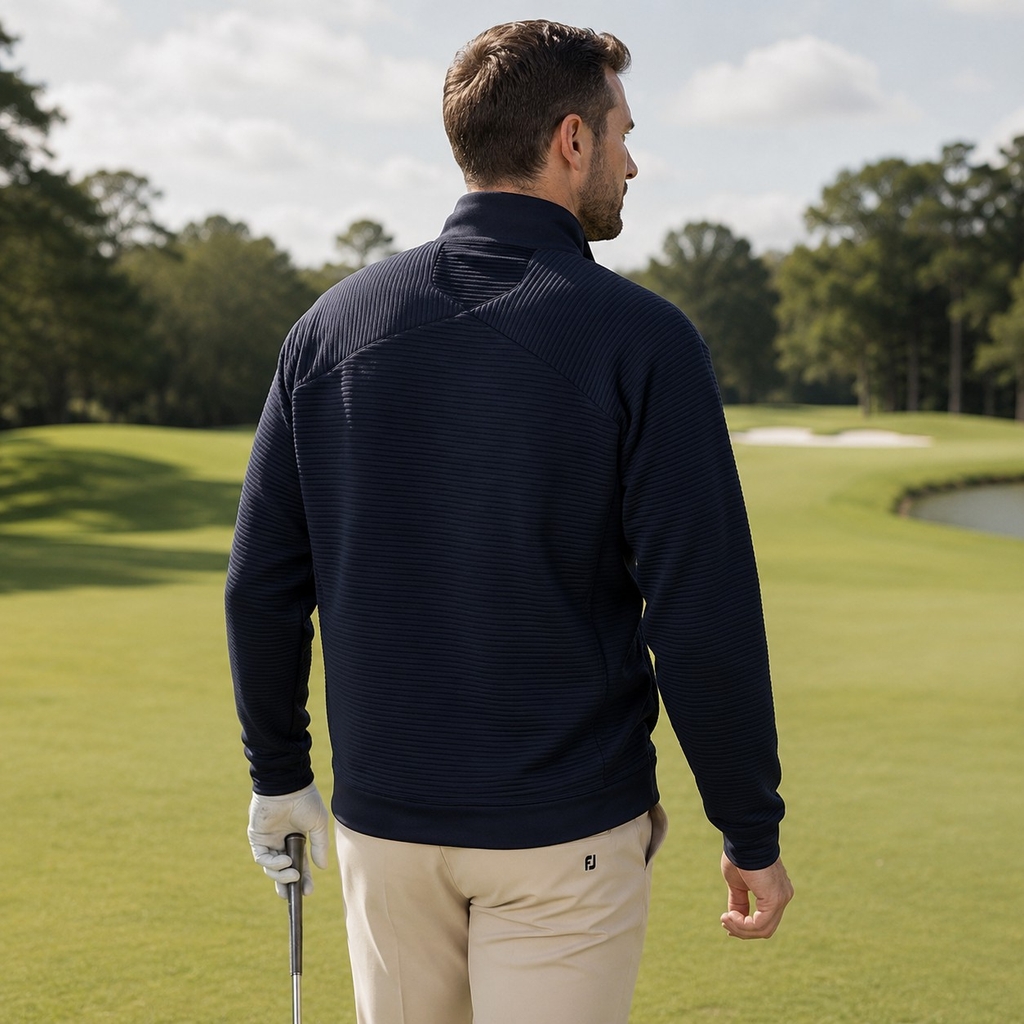 Áo Khoác FOOTJOY Chính Hãng - Golf Windproof Fabric Mix Long Sleeve Full Zip Jacket - Màu Navy | JapanSport 32213-FJ-F24-M04