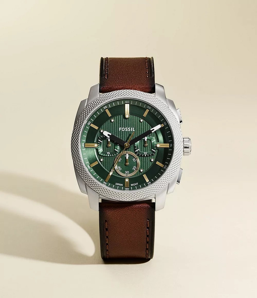 Đồng hồ Fossil Chính hãng - Machine Chronograph Brown Leather Watch | JapanSport FS6100