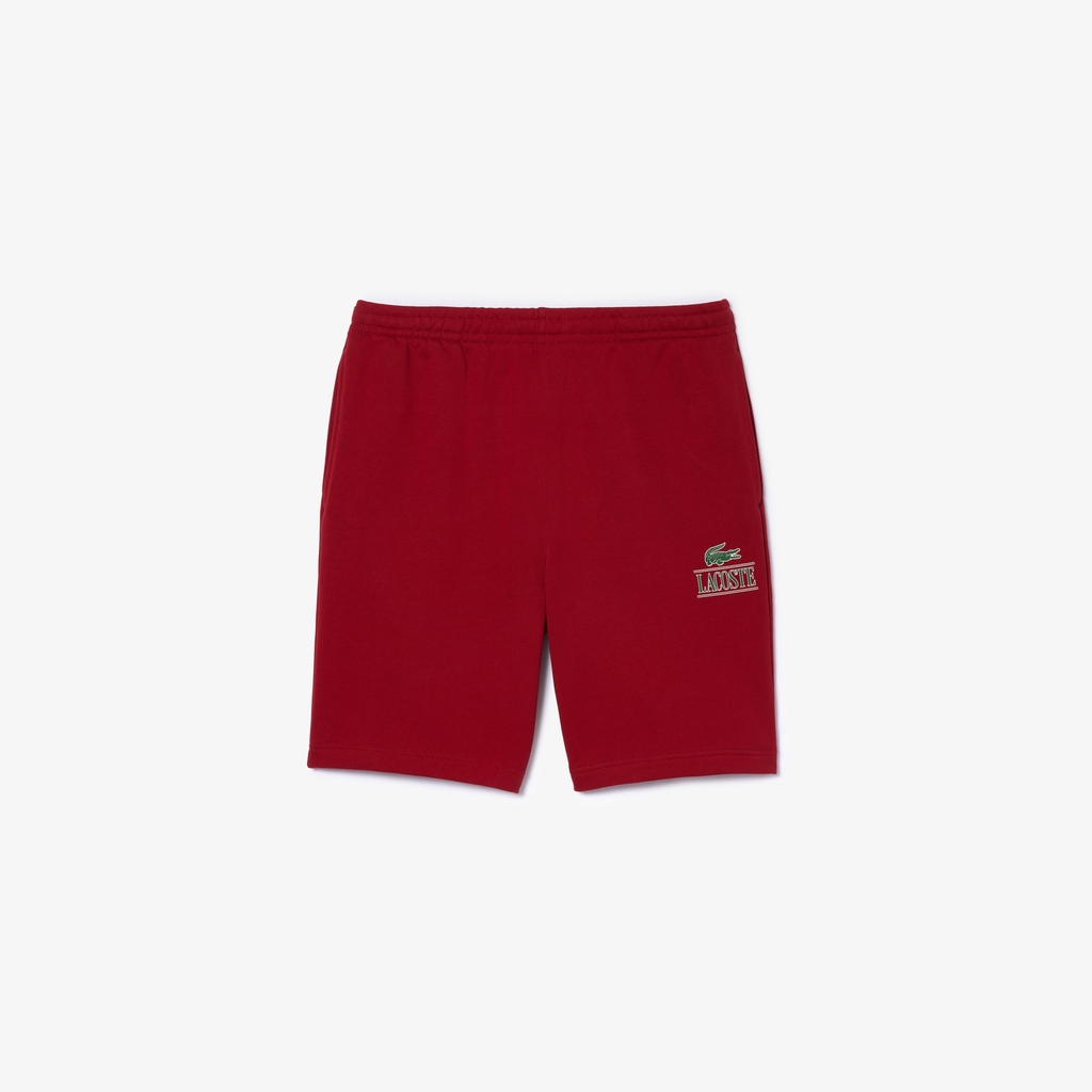 Quần short Lacoste Chính Hãng - Unisex Signature Print Fleece Shorts - Màu Đỏ | JapanSport GH1220-51-IXX
