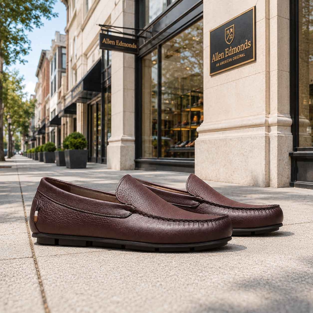Giày Allen Edmonds Nam Chính Hãng - Santiago – Driving Loafer Da Cao Cấp - Màu nâu đỏ | JapanSport 8389