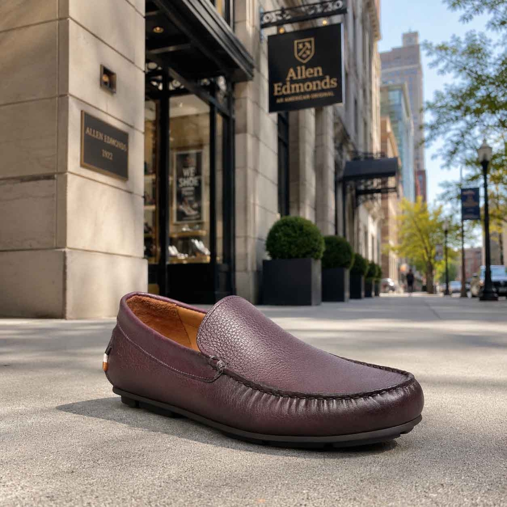 Giày Allen Edmonds Nam Chính Hãng - Santiago – Driving Loafer Da Cao Cấp - Màu nâu đỏ | JapanSport 8389