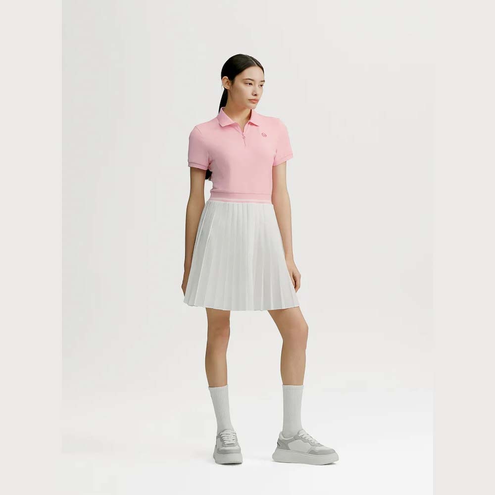 Set váy Sergio Tacchinui chính hãng | Jersey Mix Pleats Collared Dress- Light Pink | Japansport TWOP10741GP001-PKL