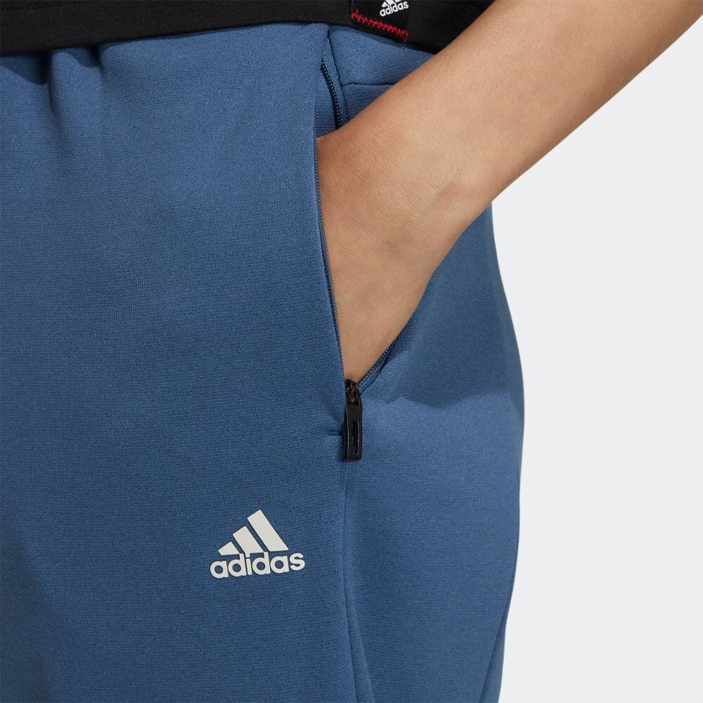 Quần Adidas Nữ Chính Hãng - 4/7 Regular fit fleece 9/10 length cuff - Xanh | JapanSport HM2762
