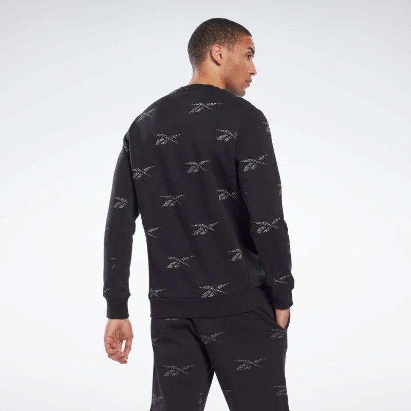 Áo Dài Tay Reebok Chính Hãng - Ri Aop Crew - Màu Đen | JapanSport HM9322