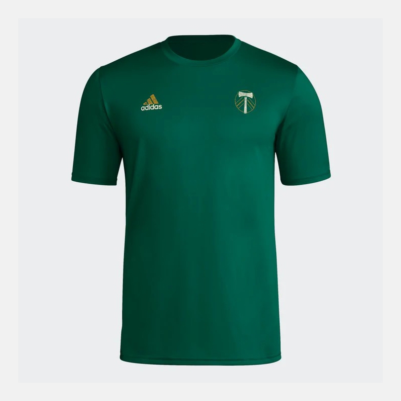 Áo Phông Adidas Nam Chính Hãng - PORTLAND TIMBERS SHORT SLEEVE 2024 PREGAME TEE  - Màu Xanh | JapanSport IN8837