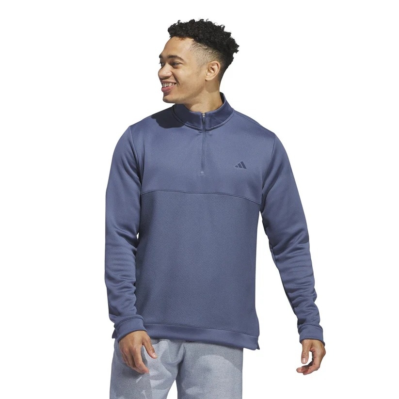 Áo Khoác Adidas Chính Hãng - Ultimate365 Textured 1/4 Zip Golf - Màu Xanh | JapanSport IU4695