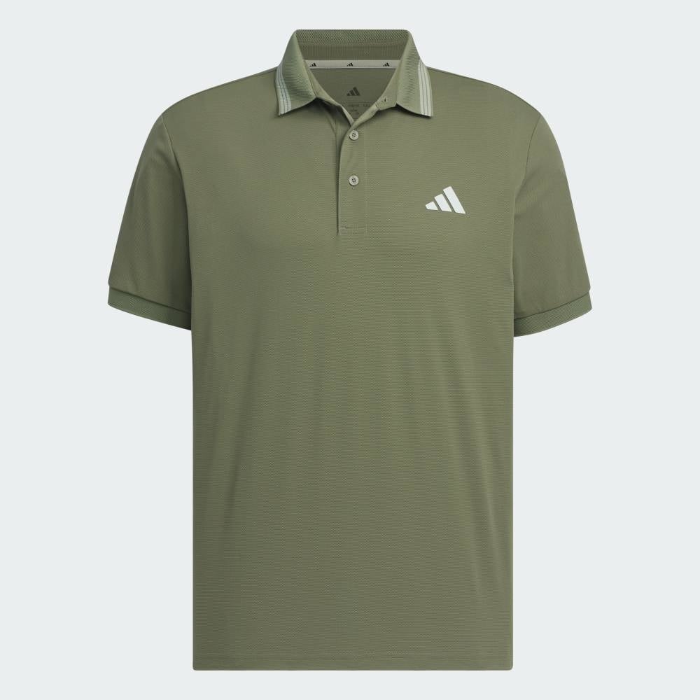 Áo Polo Adidas Chính Hãng - Ribbed Short-Sleeve Polo Shirt with 3 Stripes - Màu Xanh | JapanSport JF6273