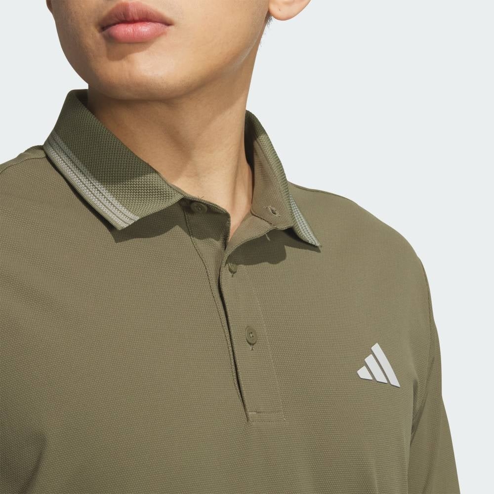 Áo Polo Adidas Chính Hãng - Ribbed Short-Sleeve Polo Shirt with 3 Stripes - Màu Xanh | JapanSport JF6273