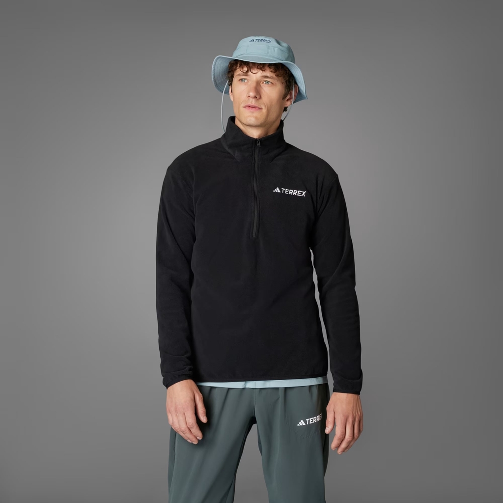 Áo Dài Tay Adidas Nam Chính Hãng - Multi Essentials 1/2 Zip Fleece Jacket - Đen | JapanSport JP0783