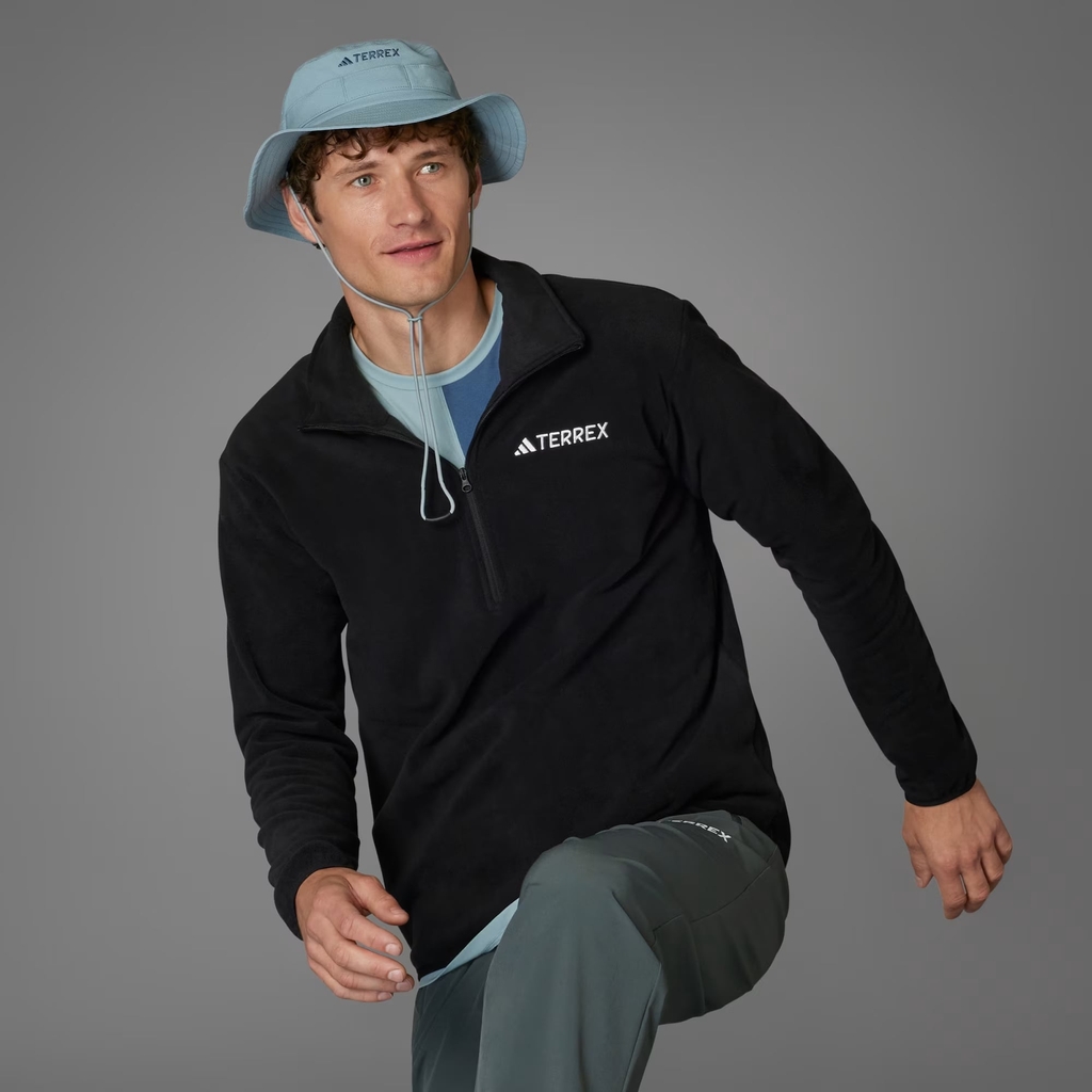 Áo Dài Tay Adidas Nam Chính Hãng - Multi Essentials 1/2 Zip Fleece Jacket - Đen | JapanSport JP0783