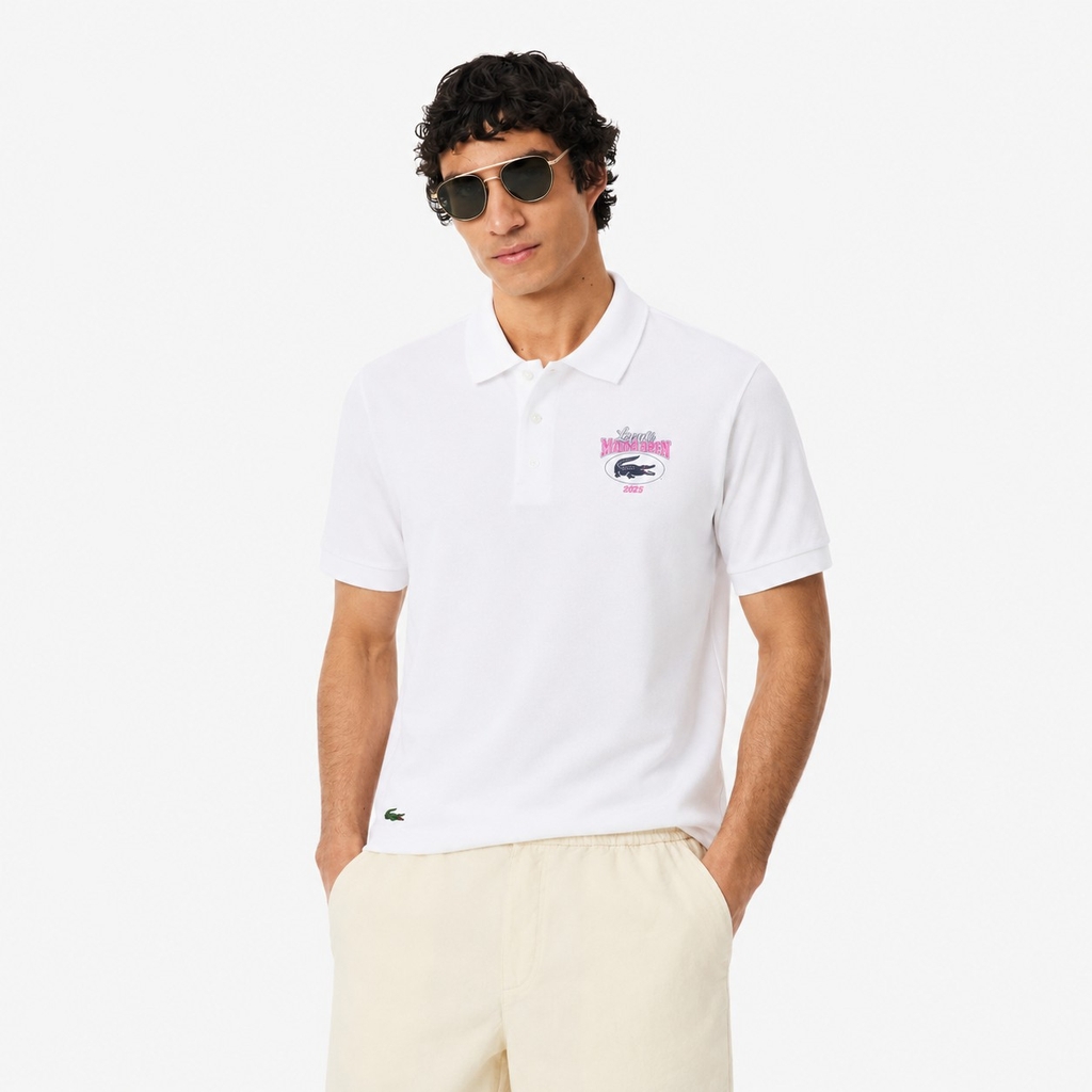 Áo Polo Lacoste Chính hãng - Regular Fit Miami Open Graphic - Màu Trắng | JapanSport DH8632-51-001